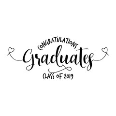Wall Mural -  Congratulations Graduates Class of 2019 - Typography. gold texture and isolated white background.