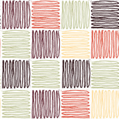 Wall Mural - Vector seamless pattern of  hand drawn squares enclosing lines.