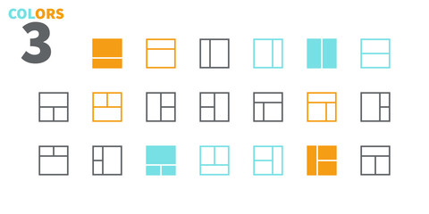 Layout UI Pixel Perfect Well-crafted Vector Thin Line Icons 48x48 Ready for 24x24 Grid for Web Graphics and Apps with Editable Stroke. Simple Minimal Pictogram Part 1-6