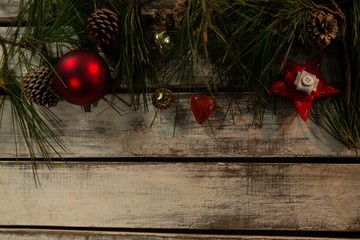 pine branches and Christmas decoration