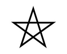 Black Simple Pentagram Symbol, Isolated On White Background