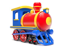 Toy Train Isolated On White Background. 3d Render Illustration.