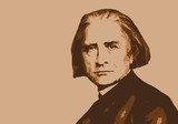 Fototapeta Londyn - Liszt, musicien, portrait, personnage, musique, célèbre, classique, compositeur, visage, orchestre, 