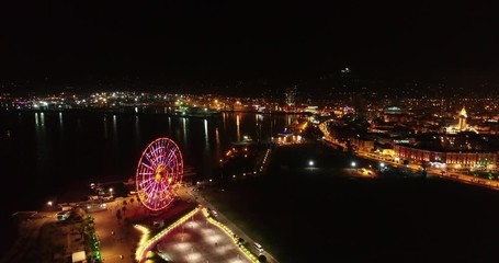 Wall Mural - a ferris wheel in batumi at night