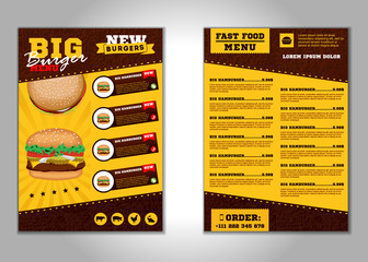 Fast food flyer design vector template in A4 size. Brochure and Layout Design. food concept.