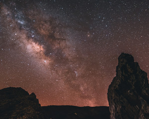 Wall Mural - astrophotography in tenerife, spain. core of milkyway near teide vulcano