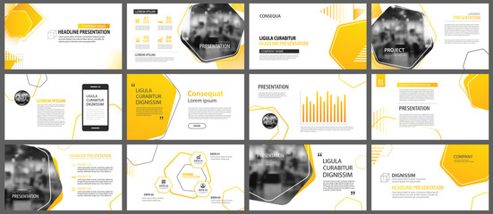 Wall Mural - presentation and slide layout background. design yellow and orange gradient geometric template. use 