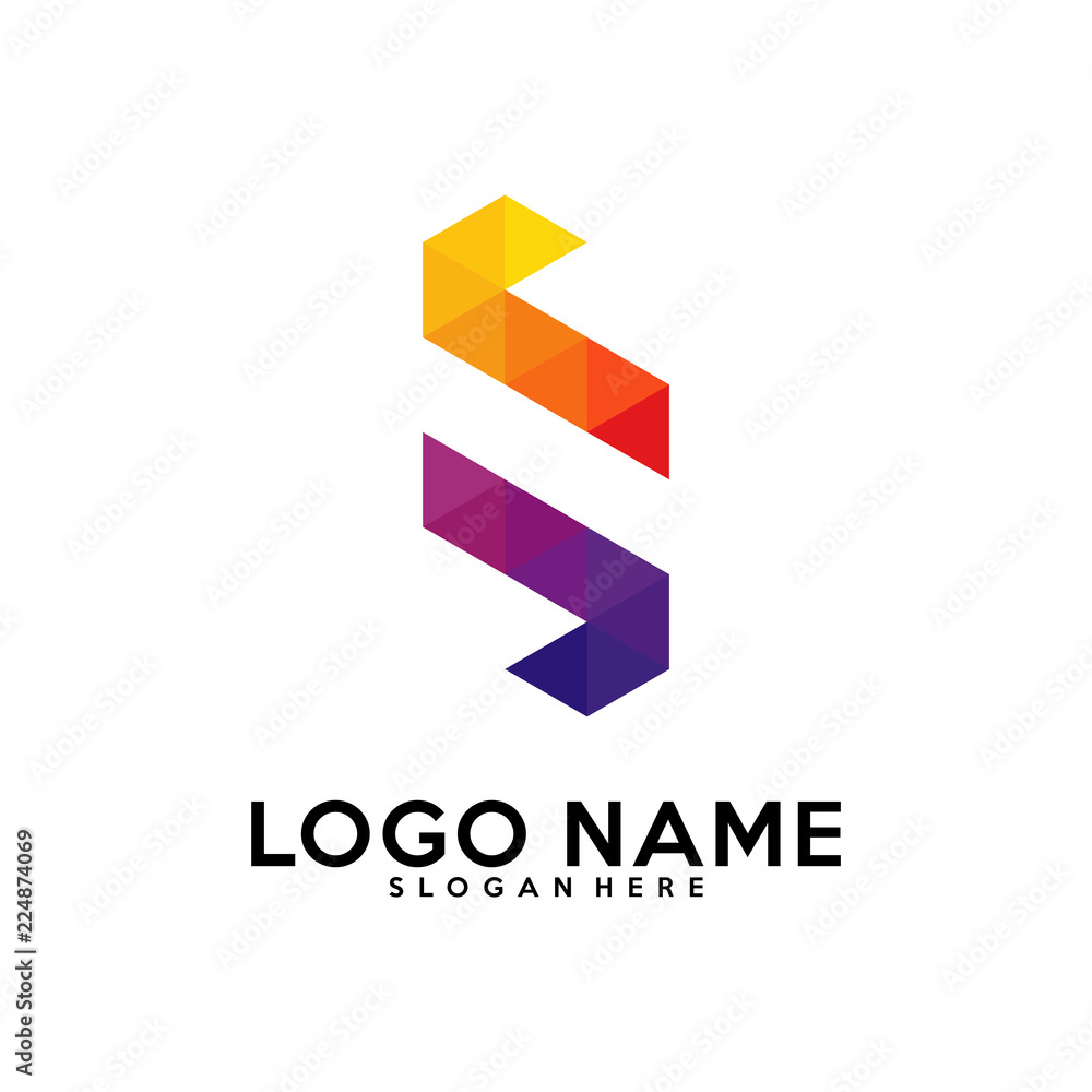 Initial S logo vector template, pixel, fast logo, triangle, r, v, n, c ...