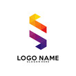 Initial S logo vector template, pixel, fast logo, triangle, r, v, n, c