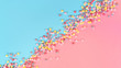 © luchschenF - Candy frame  background.  Copy space concept . Flat lay, top view. Candies on pastel turquoise background.