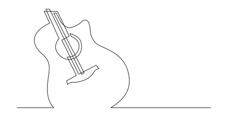 Wall Mural - Animation of continuous line drawing of acoustic guitar