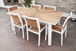 © ozkoroglu - metal and wood outdoor patio furniture for dining