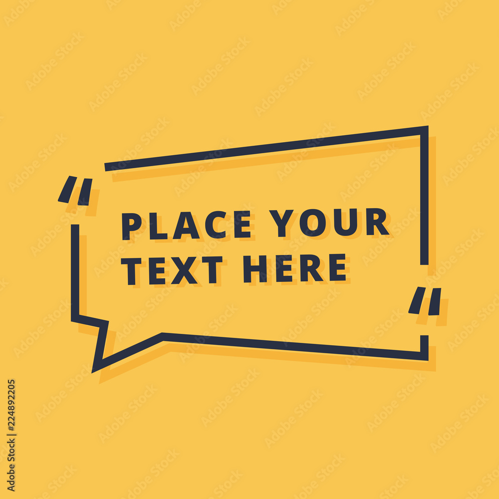 Text frame design vector illustration isolated on yellow background. Dialog icon with placeholder announcement - obrazy, fototapety, plakaty 