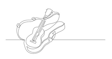 Wall Mural - Animation of continuous line drawing of ukulele in hard case