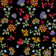 Embroidery repeat pattern with meadow flowers. Vector seamless floral patch for clothing design.