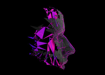 Wall Mural - polygonal human face profile. abstract modern 3d illustration of a conceptual head construction.