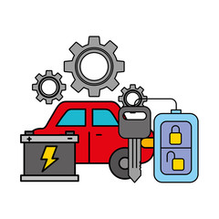 Canvas Print - vehicle battery and keys automotive service