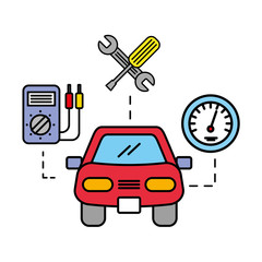 Wall Mural - car vehicle diagnostic tools and speedometer automotive service