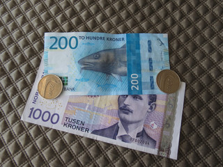 Sticker - Norwegian Krone notes and coins, Norway