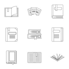 Wall Mural - Textbooks icons set. Outline illustration of 9 textbooks vector icons for web