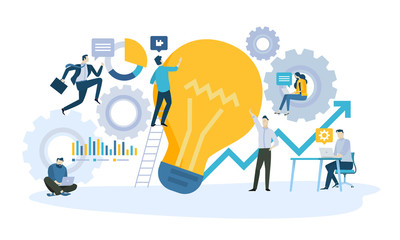 Wall Mural - vector illustration concept of business workflow, from idea to product or service. creative flat des
