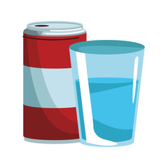 Canvas Print - Soda can and water glass