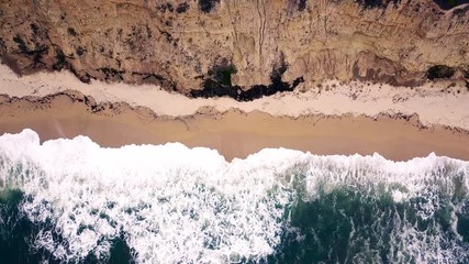 Canvas Print - Drone video of waves hitting the beach at Half Moon Bay San Francisco California