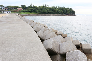 Wall Mural - Breakwater and Tetrapods, at Ooita Prefecture, Japan