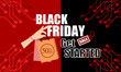 Black friday sale, shopping, for banners, posters, templates, on black and red circuit board backgrounds