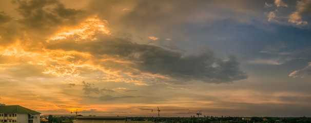 Wall Mural - Panorama view, The beauty of the sky at sunset.