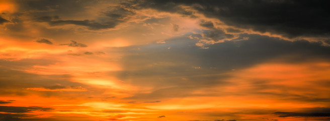 Wall Mural - Panorama view, Soft and blurred, The beauty of the sky at sunset.