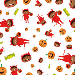 Poster - boy dressed up as a halloween devil pattern