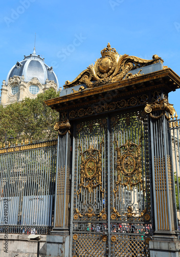Fotografia  gate decorated with golden metal in Paris in France