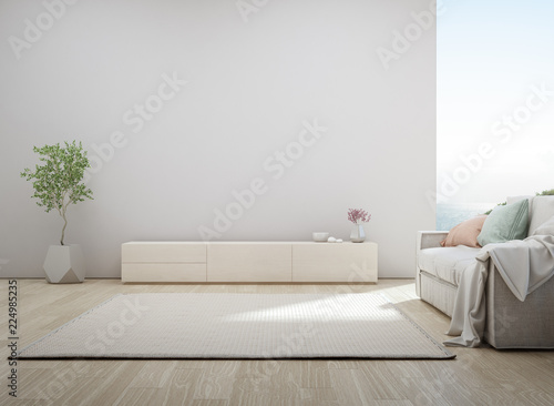 Sea View Living Room Of Luxury Summer Beach House With Tv Stand