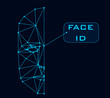 Face Recognition Biometric Scanning System Concept Abstract Tech background Low Polygon Human Face Scanning Blue Template Background Vector Illustration