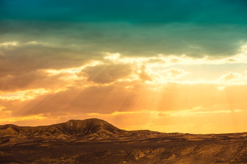 Wall Mural - magic sunset over the mountain in negev desert, wild nature israel