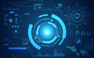 Wall Mural - abstract technology ui futuristic concept hud interface hologram elements of digital data chart, com