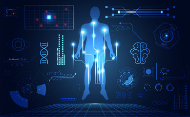 Wall Mural - abstract technology ui futuristic human medical hud interface hologram elements of digital data char