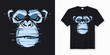 © rikkyal - Vector t-shirt and apparel design with glitchy head of a chimp