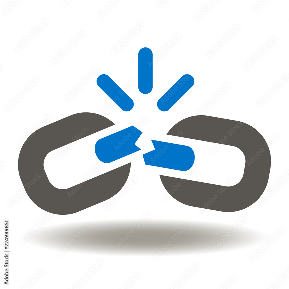 Broken Chain Link Icon Vector. Link Wreck Web Illustration. Failure  Disconnection Idea Logo. Blockchain exploding symbol. Stock Vector | Adobe  Stock