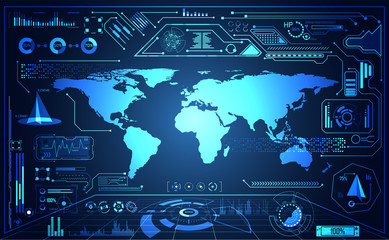 Wall Mural - abstract technology ui futuristic map hud interface hologram elements of digital data chart, communi