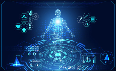 Wall Mural - abstract technology ui futuristic concept hud interface hologram elements of digital data chart, com