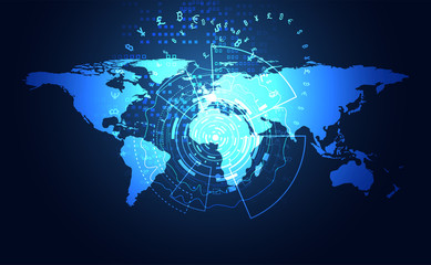 Wall Mural - abstract big data communication technology global digital cryptocurrency concept global blockchain, 