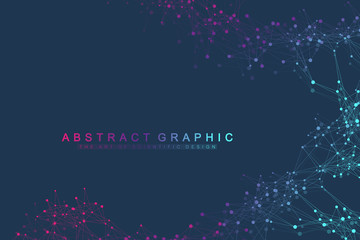 Wall Mural - technology abstract background with connected line and dots. big data visualization. perspective bac