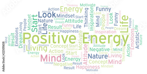 Fotografie, Obraz Positive Energy word cloud, made with text only.