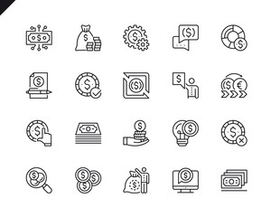 Leinwandbilder - Simple Set of Money Related Vector Line Icons. Linear Pictogram Pack. Editable Stroke. 48x48 Pixel Perfect Icons.