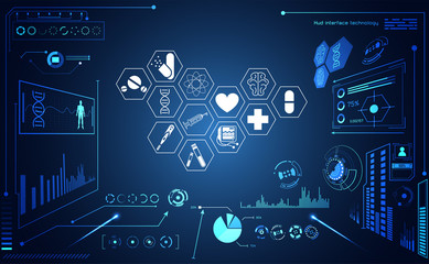 Wall Mural - abstract health medical ui futuristic hud interface hologram science healthcare icon digital technol