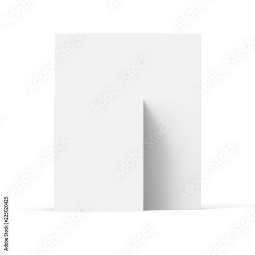 Download Two Glossy Paper White Product Boxes Isolated On White Background Mockup Stock Illustration Adobe Stock
