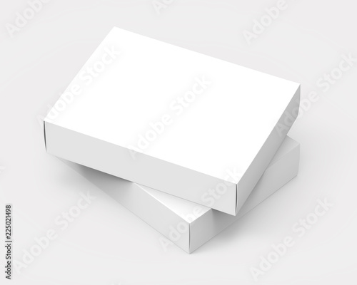 Download Two Glossy Paper White Product Boxes Isolated On White Background Mockup Stock Illustration Adobe Stock