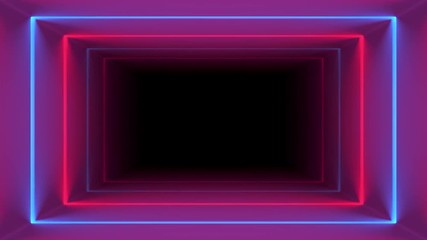 3d abstract geometric endless dark tunnel move background, loop animation